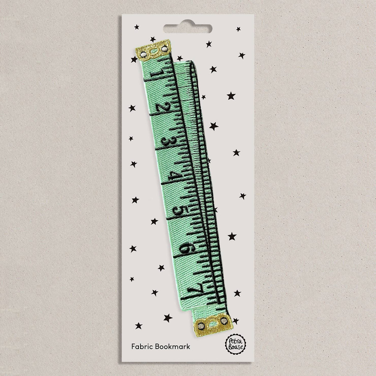 Embroidered Fabric Bookmark - Mint Retro Tape Measure