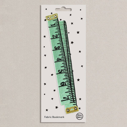 Embroidered Fabric Bookmark - Mint Retro Tape Measure