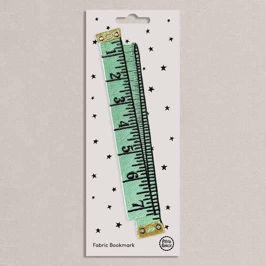 Embroidered Fabric Bookmark - Mint Retro Tape Measure
