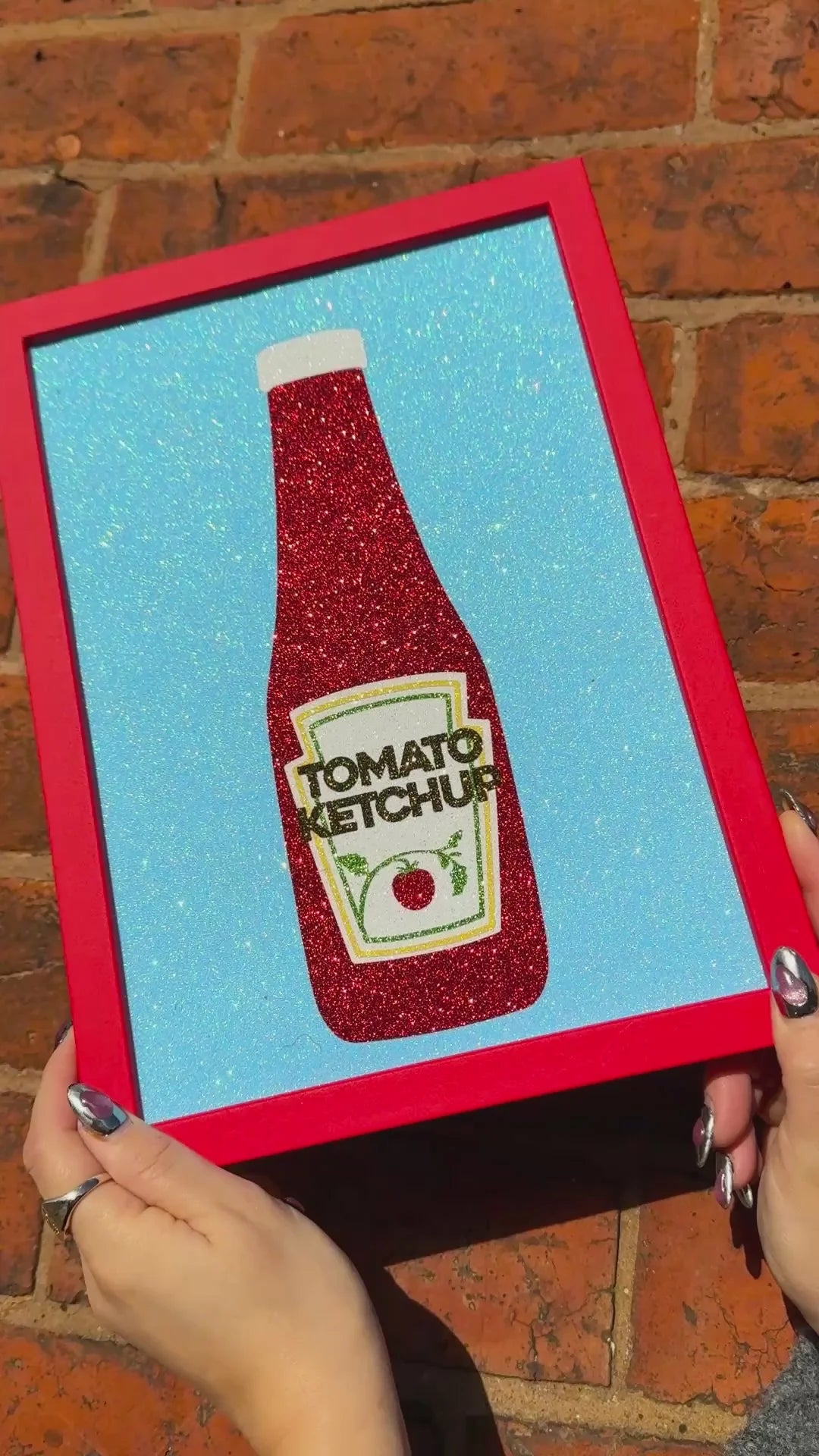 Tomato Ketchup - Glitter Fabric A4 Print by Printed Weird