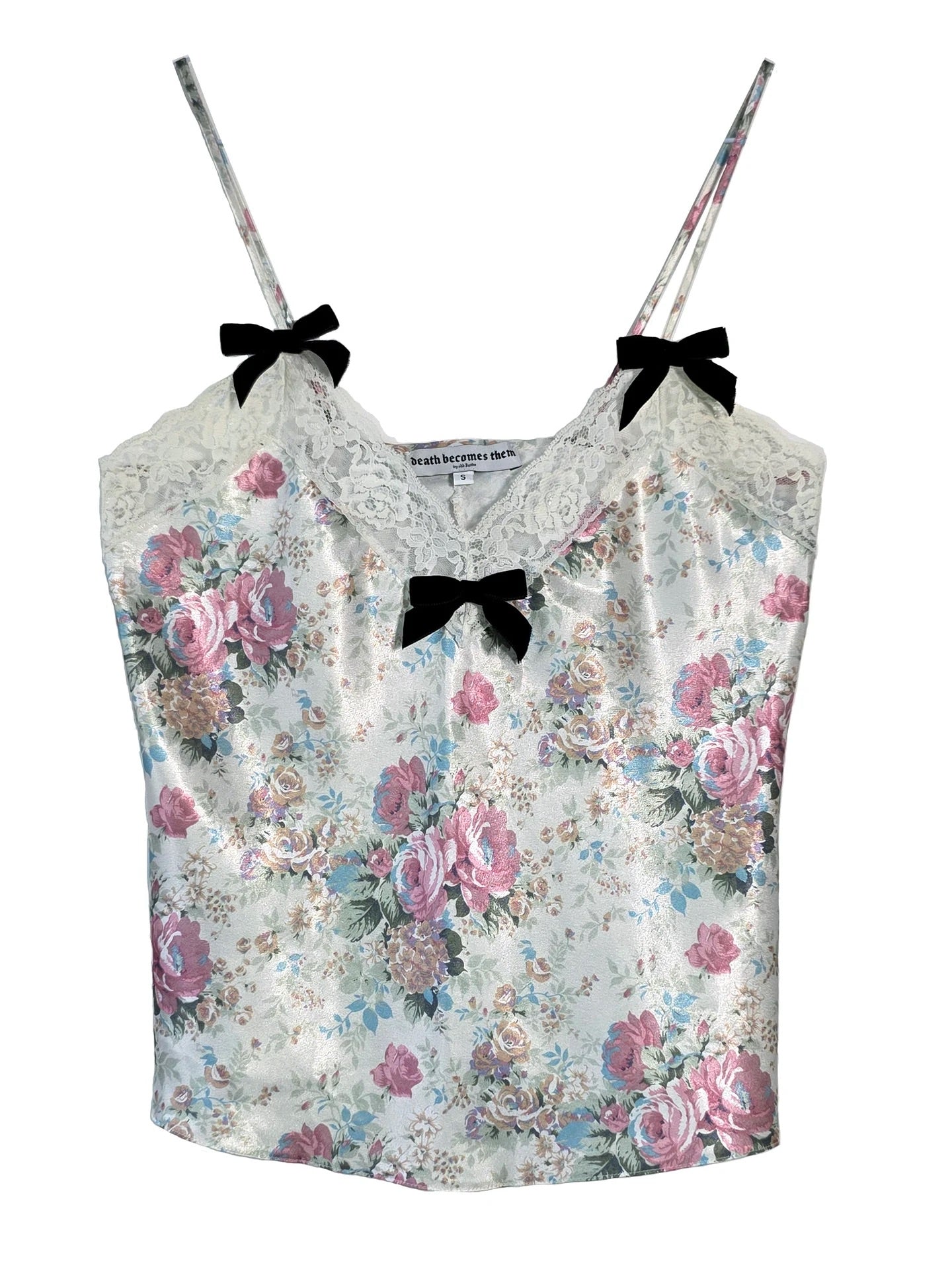 Posey Floral Cami Top with Mini Black Velvet Bows by Odd Janko