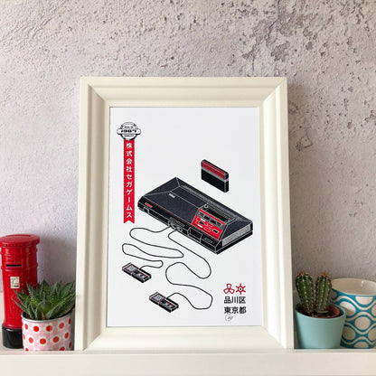 Sega Master System Risograph Print By Mockup Goods