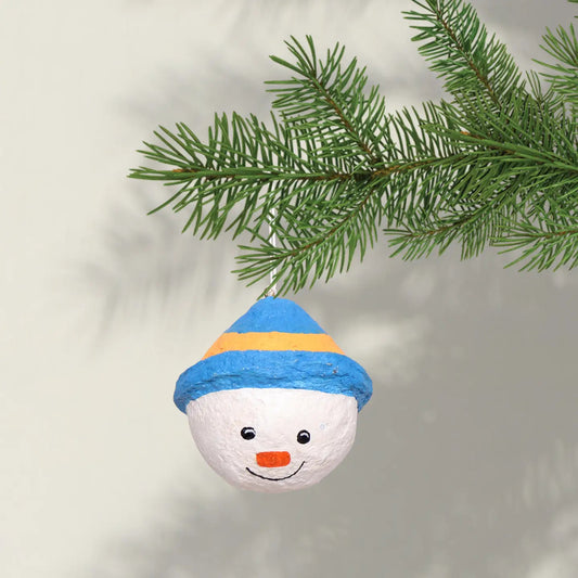 Cotton Mache Snowman Decoration by Conscious Collective