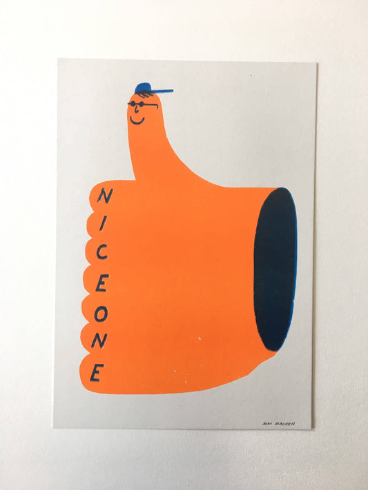 Nice One Thumbs Up riso print By Maxy Machen