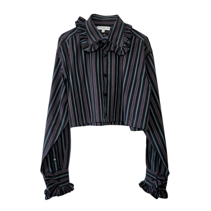 Premonition Shirt in Deep Grey and Magenta Stripe by Odd Janko