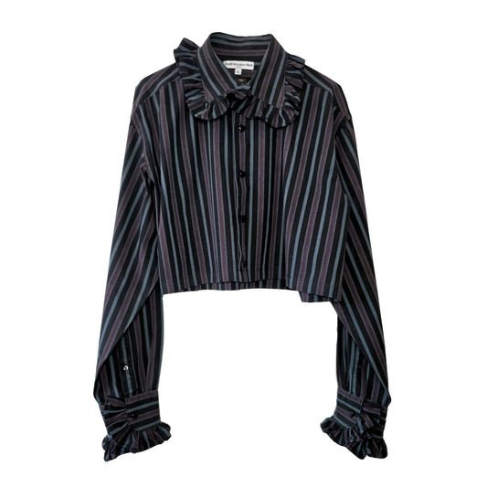 Premonition Shirt in Deep Grey and Magenta Stripe by Odd Janko