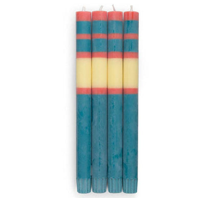 Striped Jasmine, Rust & Petrol Eco Dinner Candles
