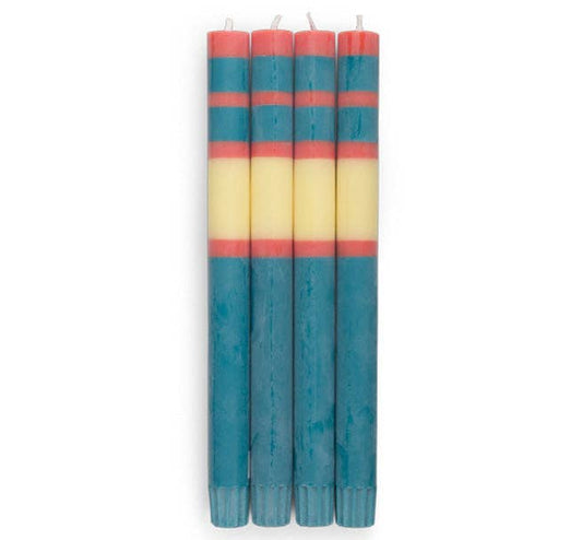 Striped Jasmine, Rust & Petrol Eco Dinner Candles