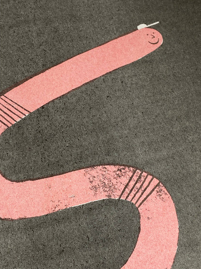 Cool Worm Risograph Print By Maxy Machen