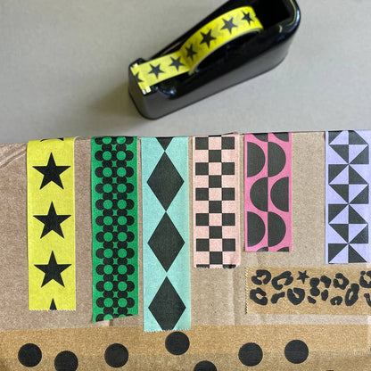 Paper Adhesive Tape with Yellow & Black Star Print By Petra Boase