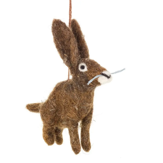 Handmade Felt Herbert the Hare Hanging Decoration by Felt So Good