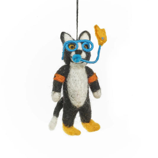 Snorkelling Cat Hanging Decoration by Felt So Good