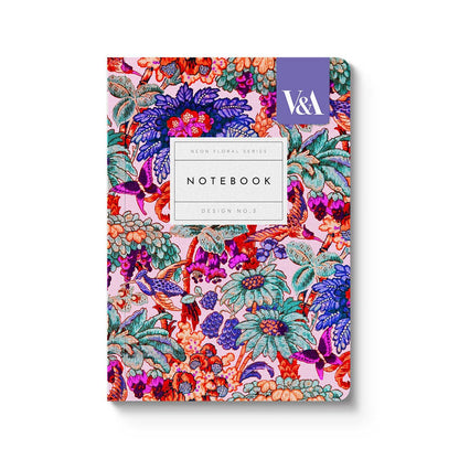 Small Neon Floral Coral Jungle Paperback Notebook By Oh Deer