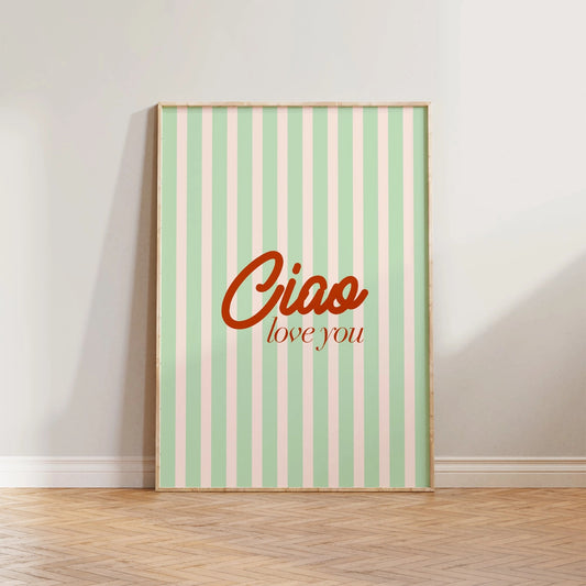 Ciao Love You Hallway Stripe Print A3 by Lune Design