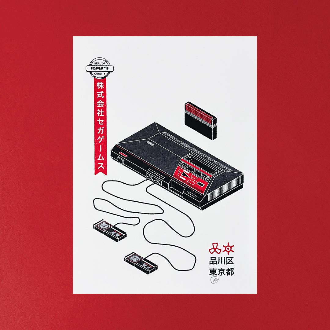 Sega Master System Risograph Print By Mockup Goods