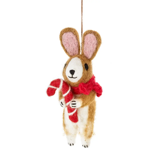 Handmade Felt Hanging Cinnamon the Rabbit Christmas Decor by Felt So Good