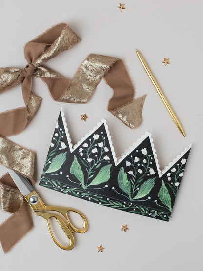 Botanical Party Hat Crown Card Lily of the Valley By Katie Housley