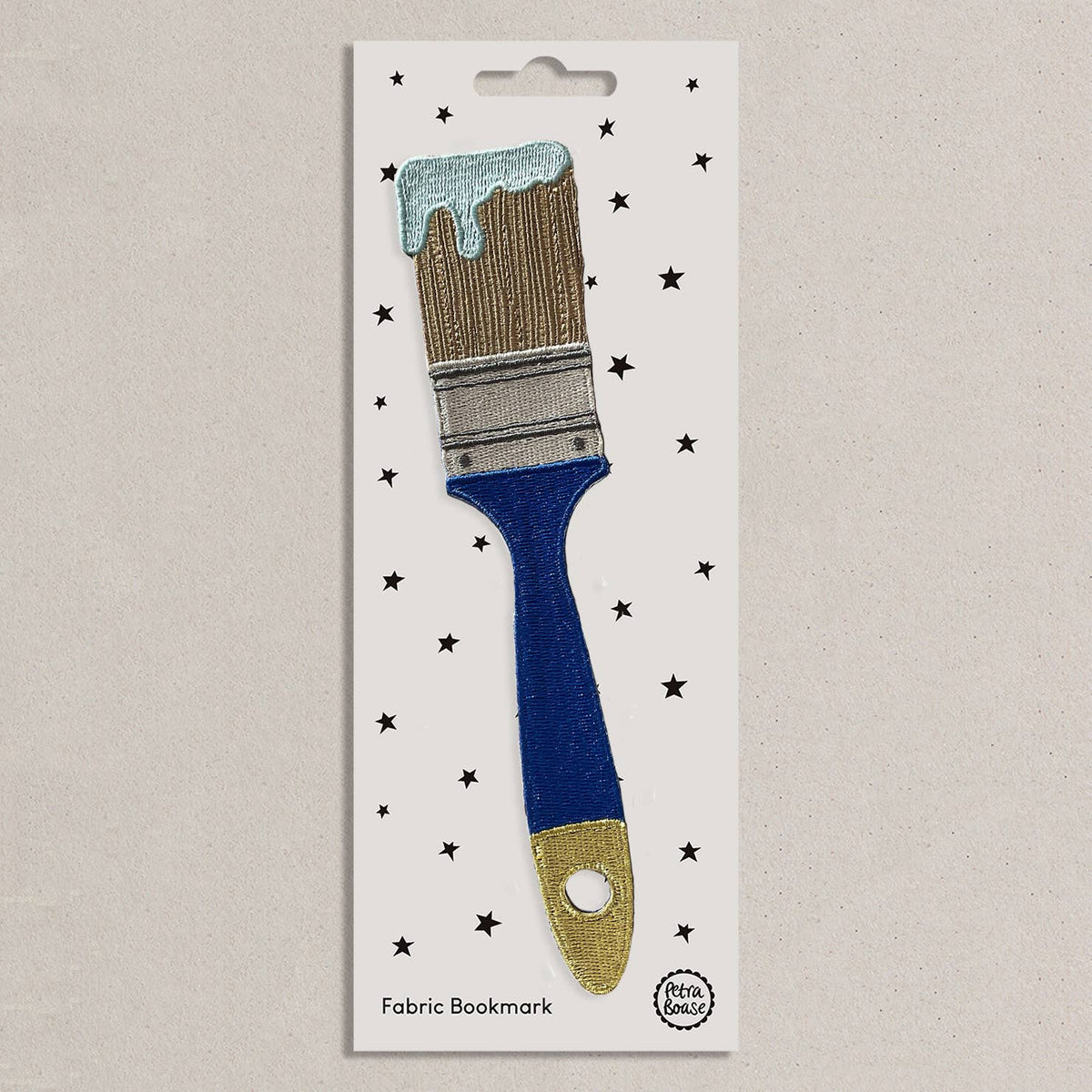 Embroidered Fabric Bookmark - Blue Paintbrush Design