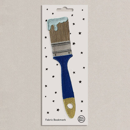 Embroidered Fabric Bookmark - Blue Paintbrush Design
