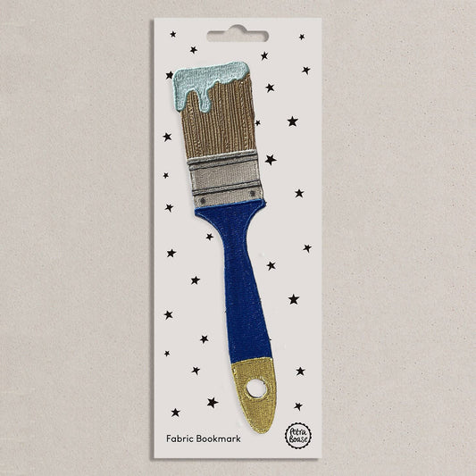 Embroidered Fabric Bookmark - Blue Paintbrush Design