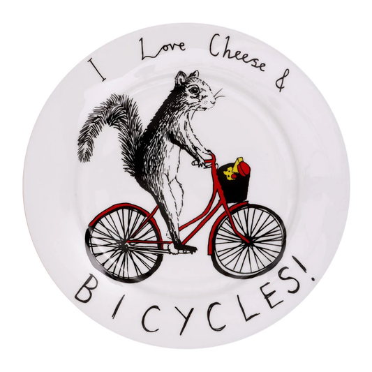 'I Love Cheese & Bicycles' Side Plate by Jimbobart