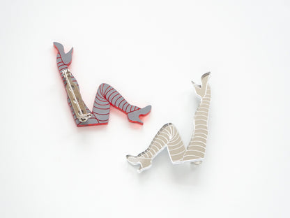 Can Can dance legs silver brooch by Designosaur
