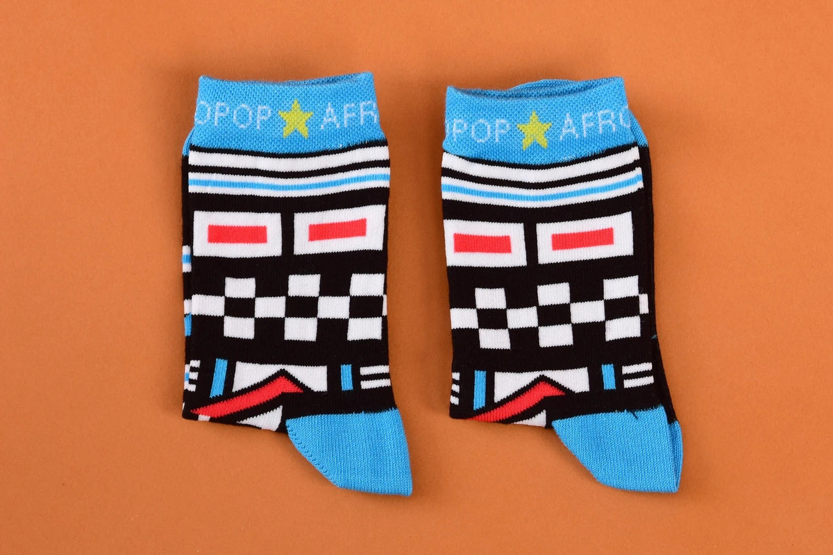 Blue Red Kids Socks by Afropop