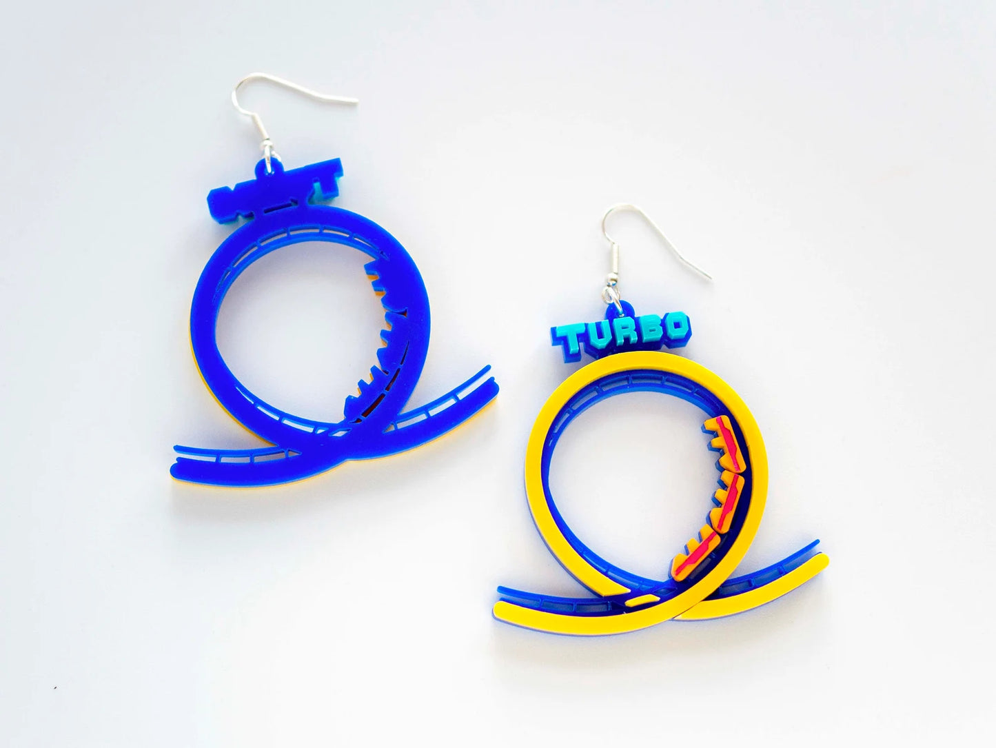 Turbo rollercoaster earrings by Designosaur