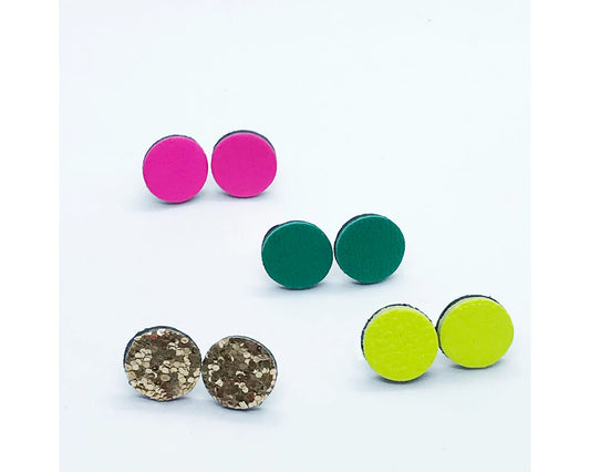 Studs Leather Circle earrings by PinkiJones