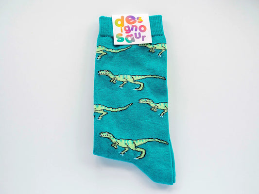 Raptor dinosaur socks by Designosaur