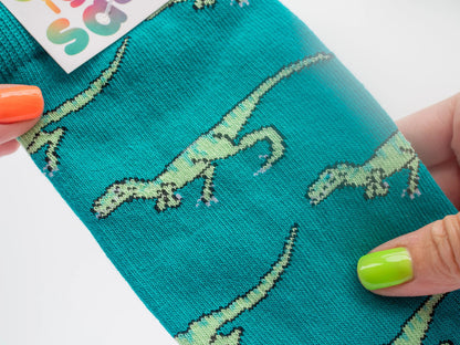 Raptor dinosaur socks by Designosaur