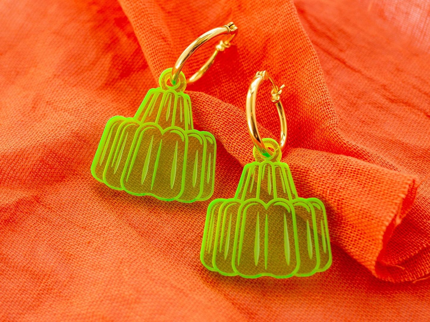 Jelly earrings gold filled hoops in bright acrylic by Designosaur