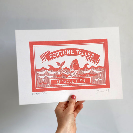 Fortune Teller Fish A4 Retro Wall Art by Kate Maxwell Studio