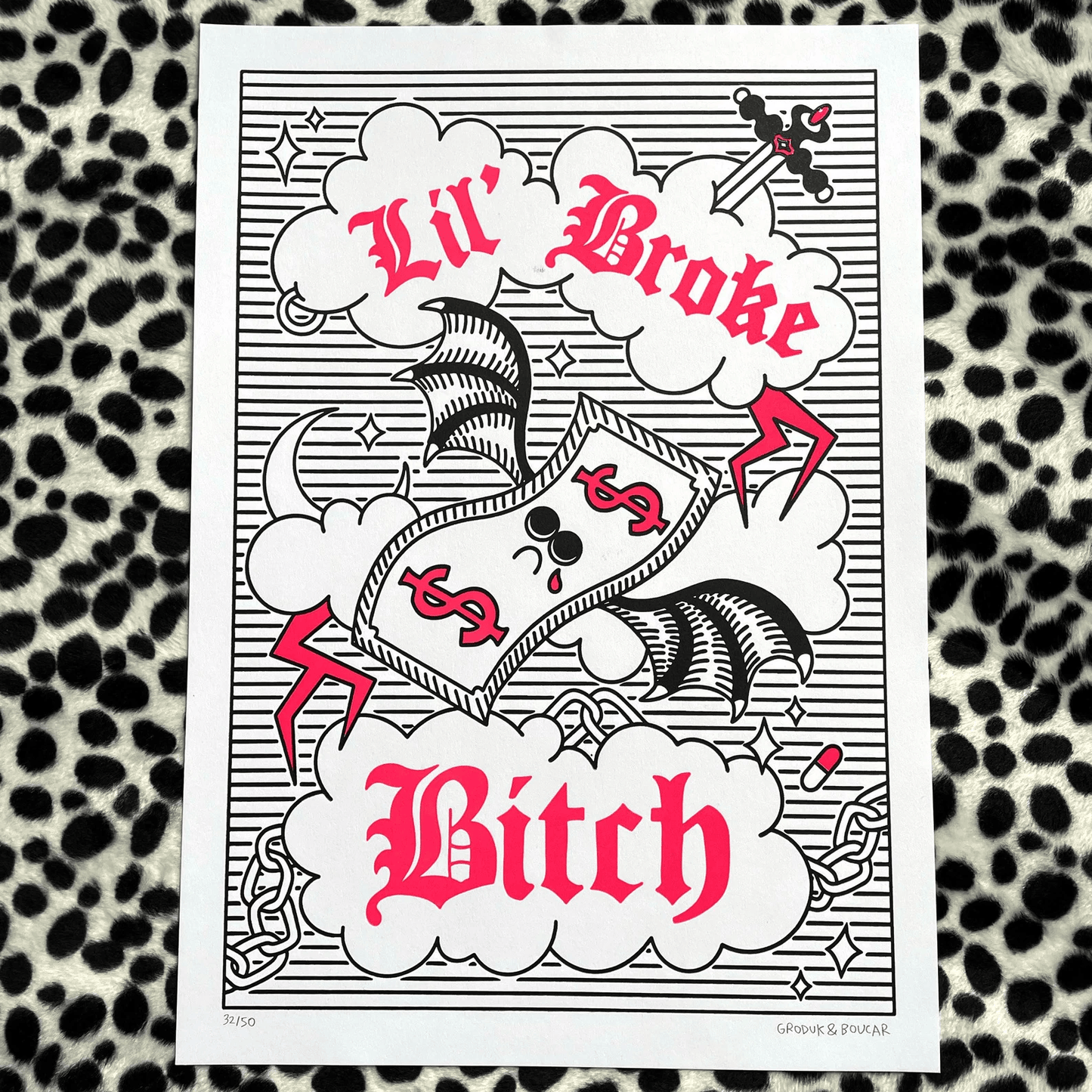 Lil’ Broke Bitch — Letterpress Print by GRODUKBOUCAR