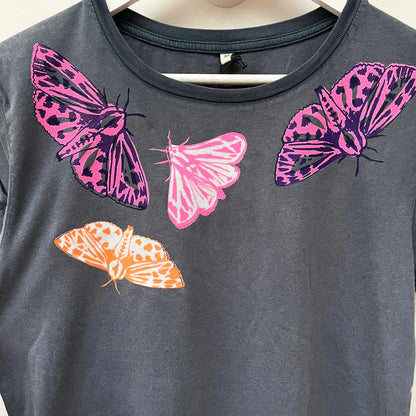 Moth Women's screenprinted Black T-shirt by Pinkijones