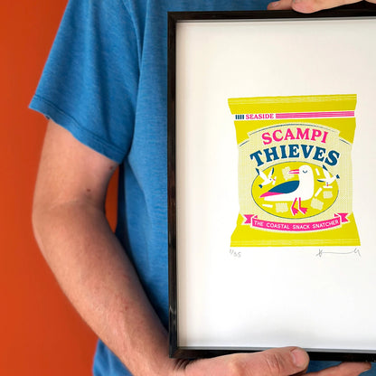 Scampi Thieves A4 Print by Kate Maxwell Studio