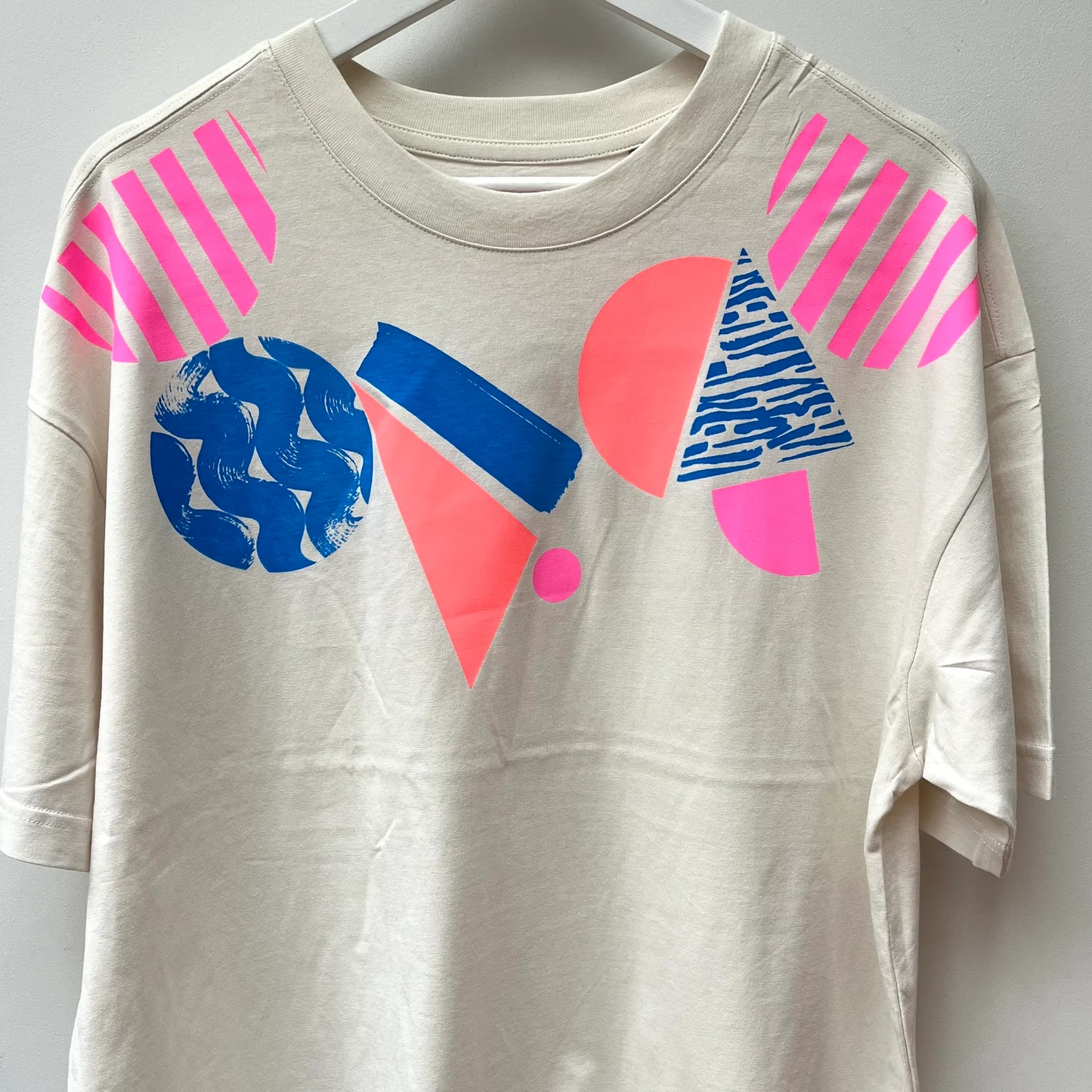 White Neon Geo Boxy T-shirt by Pinkijones
