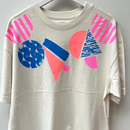 White Neon Geo Boxy T-shirt by Pinkijones