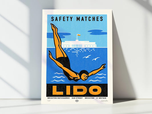 Lido Matchbox Signed Poster - Saltdean Lido A4 Print by AndMash