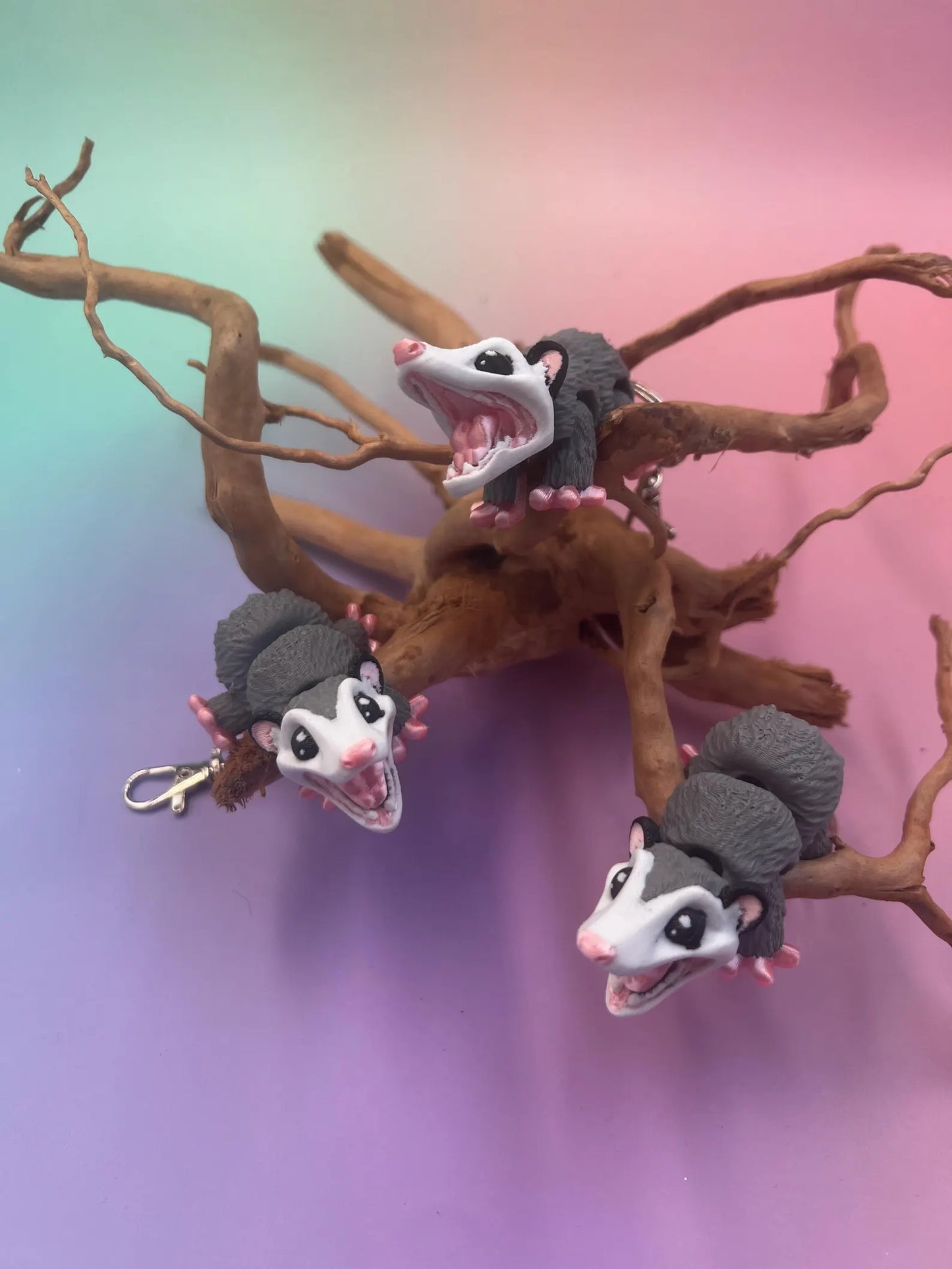 3D Cre8 - articulated Opossum keyring animal fidget sensory autism friendly