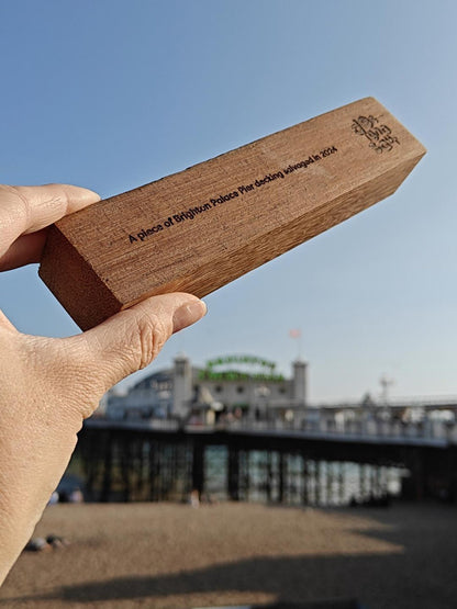 Brighton Palace Pier Teak Wood Plank: Engraved Souvenir by Designosaur