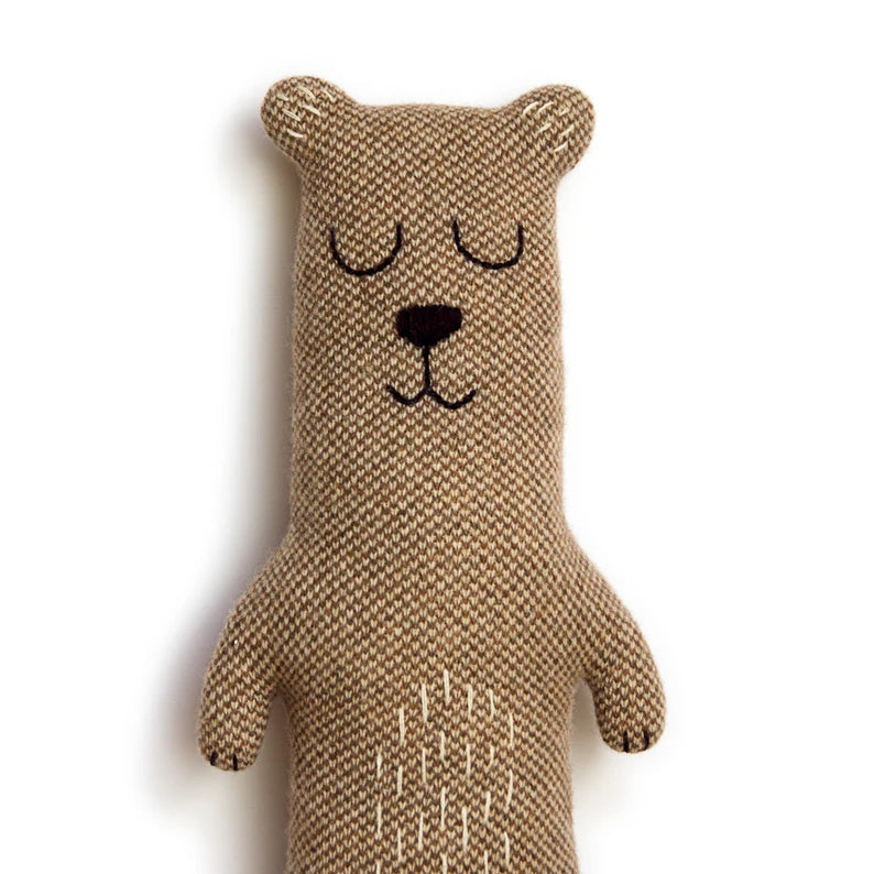 Knitted Bear Lambswool Soft Toy Plush - Brian the Bear by Sara Carr