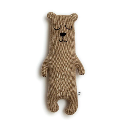 Knitted Bear Lambswool Soft Toy Plush - Brian the Bear by Sara Carr