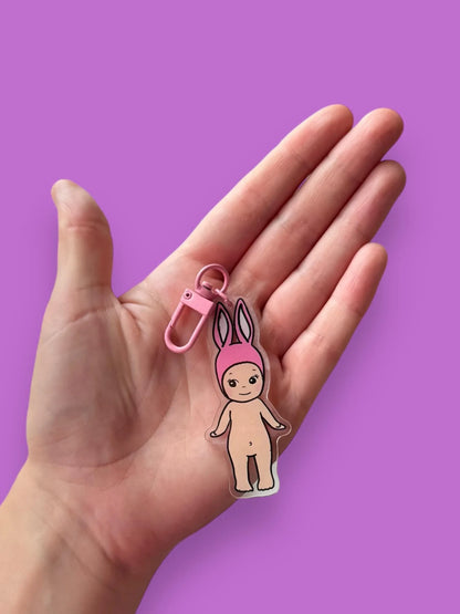 Bunny Kewpie Acrylic Keyring by Yellow Threadd