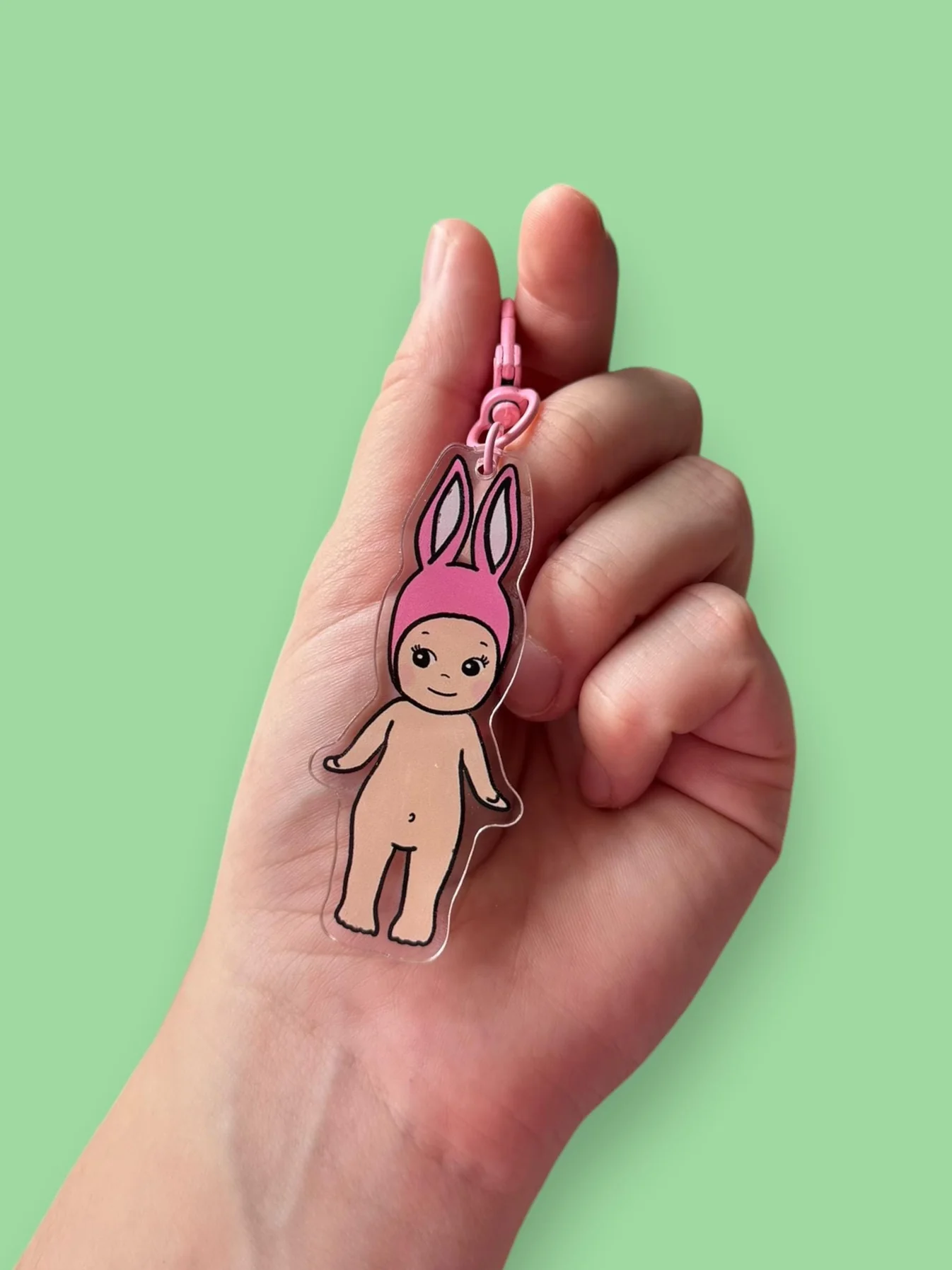 Bunny Kewpie Acrylic Keyring by Yellow Threadd