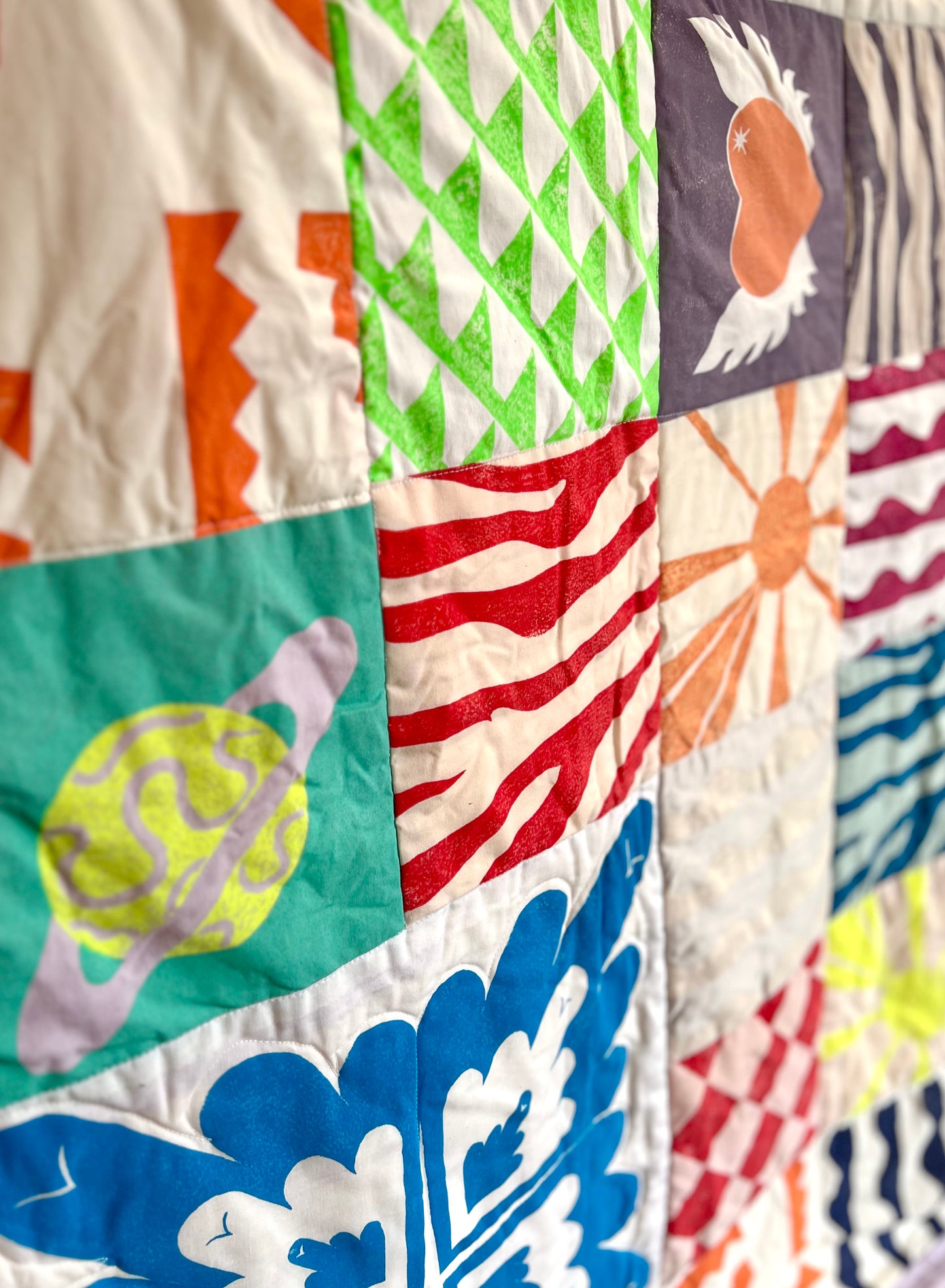 Hand Printed Patchwork Quilt By Your Mom