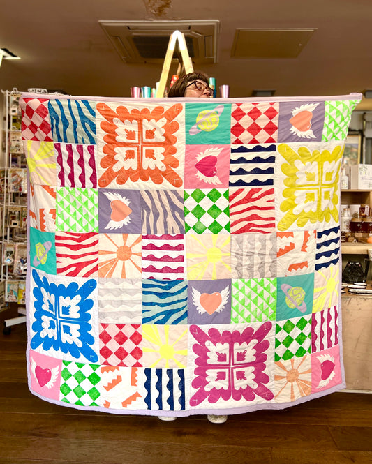 Hand Printed Patchwork Quilt By Your Mom