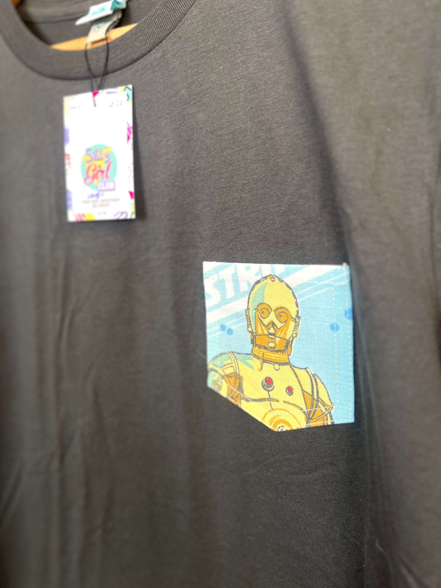 Reworked Pocket Tee With Star wars C-3PO by Silly Girl Club