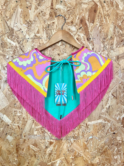 Colourful Capelet With Fringe By Flamingo Rodeo