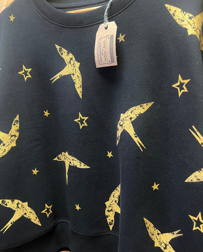 Black Swallow print sweatshirt by Inky Kat